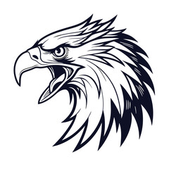 Obraz premium Eagle Head Silhouette Logo Illustration. Eagle Head vector art illustration. black eagle logo , icon design.