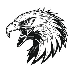 Obraz premium Eagle Head Silhouette Logo Illustration. Eagle Head vector art illustration. black eagle logo , icon design.