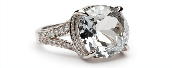 Oval Aquamarine and Diamond Ring Platinum Setting, Close-up Image, Luxury Jewelry Concept, Aquamarine Ring, Platinum Ring Aquamarine, Platinum