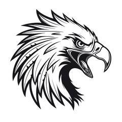 Obraz premium Eagle Head Silhouette Logo Illustration. Eagle Head vector art illustration. black eagle logo , icon design.