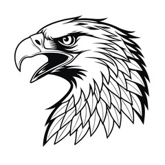 Obraz premium Eagle Head Silhouette Logo Illustration. Eagle Head vector art illustration. black eagle logo , icon design.