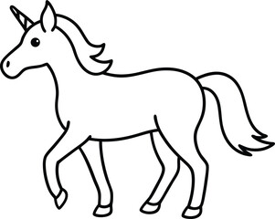 Obraz premium Simple Walking Unicorn Line Drawing for Kids Coloring Book Illustration