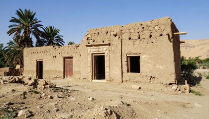 Ancient Egyptian Mudbrick Farmhouse Near the Nile River Landscape