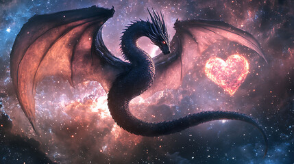 Light swirls create heart dragon form high resolution picture