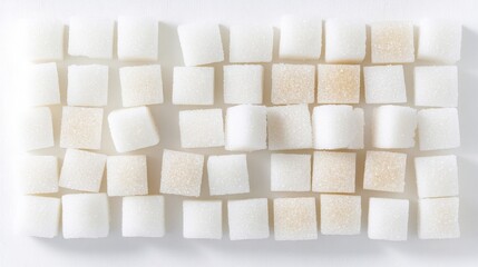 Sugar Cubes Grid Flatlay Photography, White Cubes, Sweetness Concept, Minimalist Composition Sugar, Food Photography