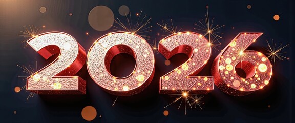 Happy New Year 2026 Celebration: Festive Fireworks and Countdown. A 3D rendering of the numbers 2016 surrounded by sparkling fireworks.