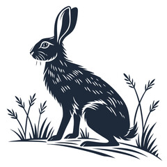 silhouette rabbit on white background