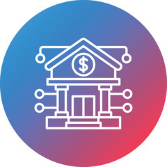 Online Banking Line Gradient Circle Background Icon