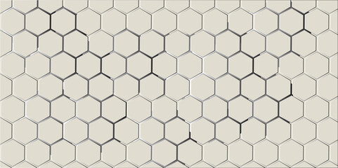 Seamless hexagonal honeycomb pattern with black geometric design and texture for a modern illustration