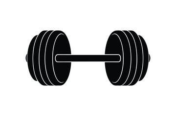 Round plate dumbbell gym equipment silhouette