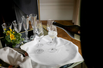 mesa, decoraciones, configuracion, banquete, acogida, celebraciones, fiesta, acontecimiento, interiors, brindis, chamnpagne, beber, alcohol, festejo, fiesta