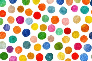 Colorful circles scattered on white canvas