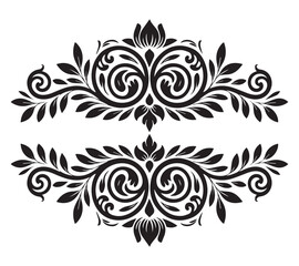 black and white floral ornament vector design