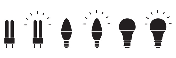 A set of light bulb icon . featuring different types of light bulbs and illuminating symbols  . eps 10 