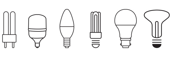 A set of light bulb icon . featuring different types of light bulbs and illuminating symbols  . eps 10 