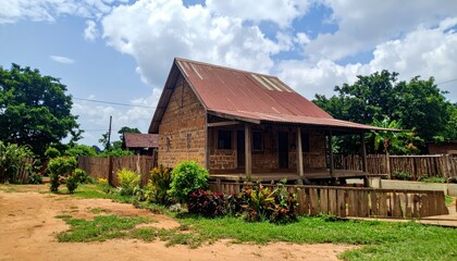 Vibrant Igbo Farmhouse Surrounded by Lush Greenery and Nature
