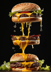  Juicy Cheeseburger with Fresh Lettuce Tomatoes Pickles and Melted Cheddar