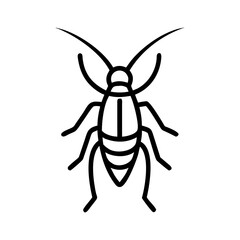 Simple line art cockroach illustration icon
