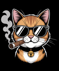 Funny Cat Cigar Smoking Humor Cool Animal