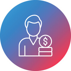 Male Financial Advisor Line Gradient Circle Background Icon