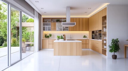 Modern Kitchen Design with Garden View