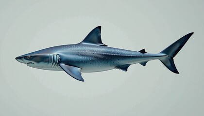 Naklejka premium Realistic depiction of a sleek shark swimming gracefully in a tranquil underwater environment