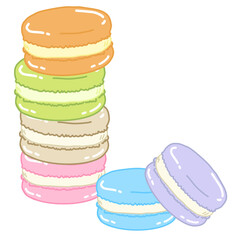 Macaron, French pastry, Dessert drawing, multicolor macaron, pastel dessert.