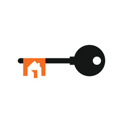 Simple Key Home Logo Design. Home and Key Combination Concept with Minimalist Style. Logo for Buying and Selling Property. Lock House secure, House Estate business logo design. Open house key.