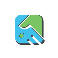 Unique handshake shake hands deal app logo design vector template with white background.
