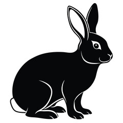silhouette rabbit on white background