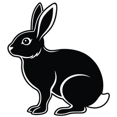 silhouette rabbit on white background