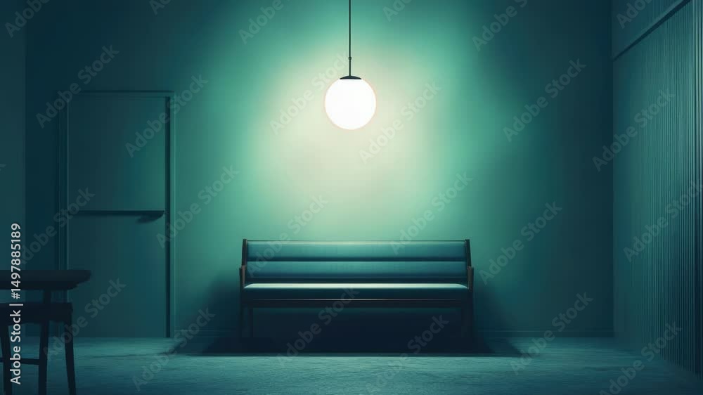 Poster a quiet spot with a bench and a soft light overhead, perfect for reading or relaxation
