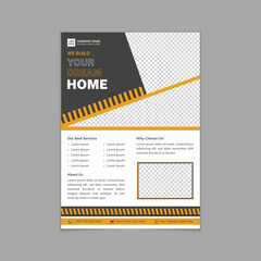 Creative Modern & Unique Construction Flyer Design Layout A4 Printable Template