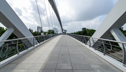 Modern Pedestrian Bridge with Artistic Railings and Open View