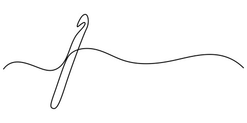 Big and Small Knitting Crochet Hooks, metal Aluminum Crochet Hooks continuous one line drawing, Cropped hands of woman knitting wool at home, Indonesia.                                               