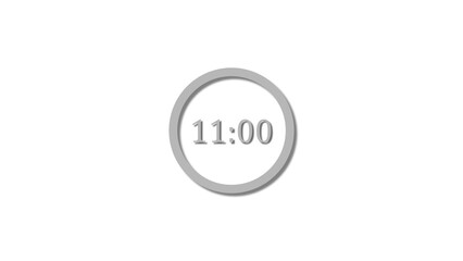 11 seconds countdown gray color 4k illustration. 11 seconds timer icon 4k illustration on white background.