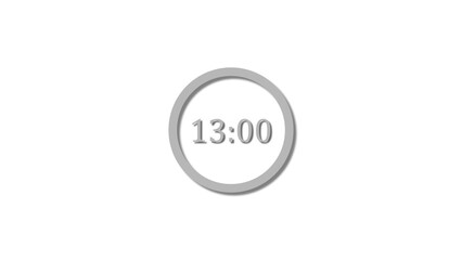 13 seconds countdown gray color 4k illustration. 13 seconds timer icon 4k illustration on white background.
