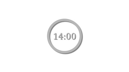 14 seconds countdown gray color 4k illustration. 14 seconds timer icon 4k illustration on white background.