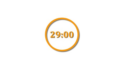 29 seconds countdown orange color 4k illustration. 29 seconds timer icon 4k illustration on white background.
