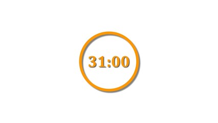 31 seconds countdown orange color 4k illustration. 31 seconds timer icon 4k illustration on white background.