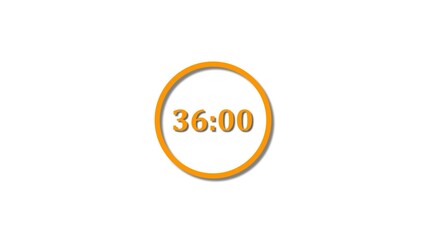 36 seconds countdown orange color 4k illustration. 36 seconds timer icon 4k illustration on white background.