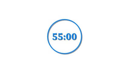 55 Seconds countdown Royal blue color 4k illustration. 55 seconds timer icon 4k illustration on white background.
