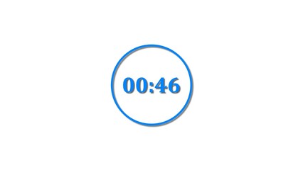 46 Seconds countdown Royal blue color 4k illustration. 46 seconds timer icon 4k illustration on white background.