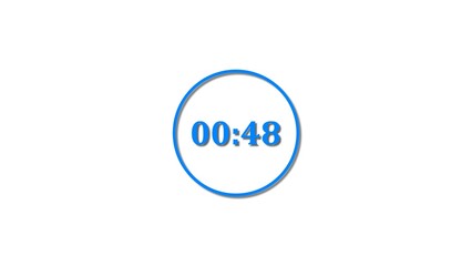 48 Seconds countdown Royal blue color 4k illustration. 48 seconds timer icon 4k illustration on white background.