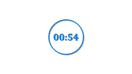 54 Seconds countdown Royal blue color 4k illustration. 54 seconds timer icon 4k illustration on white background.