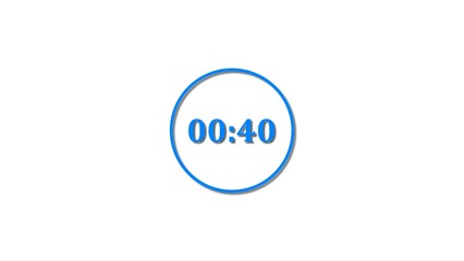 40 Seconds countdown Royal blue color 4k illustration. 40 seconds timer icon 4k illustration on white background.