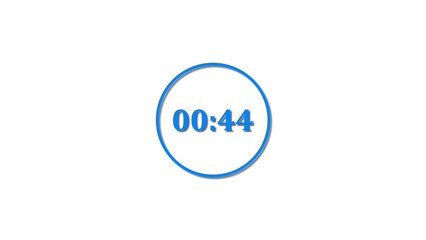 44 Seconds countdown Royal blue color 4k illustration. 44 seconds timer icon 4k illustration on white background.