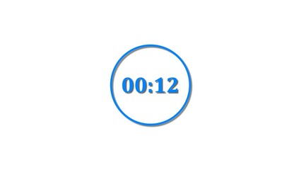 12 Seconds countdown Royal blue color 4k illustration. 12 seconds timer icon 4k illustration on white background.
