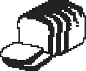 Pixel art sliced bread illustration in black and white design