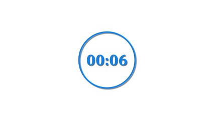 6 Seconds countdown Royal blue color 4k illustration. 6 seconds timer icon 4k illustration on white background.